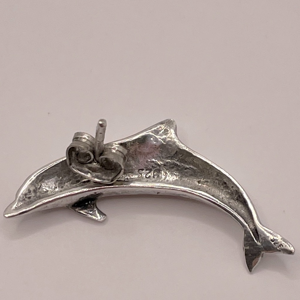 Sterling Silver Single Dolphin Earring - Picture 5 of 10
